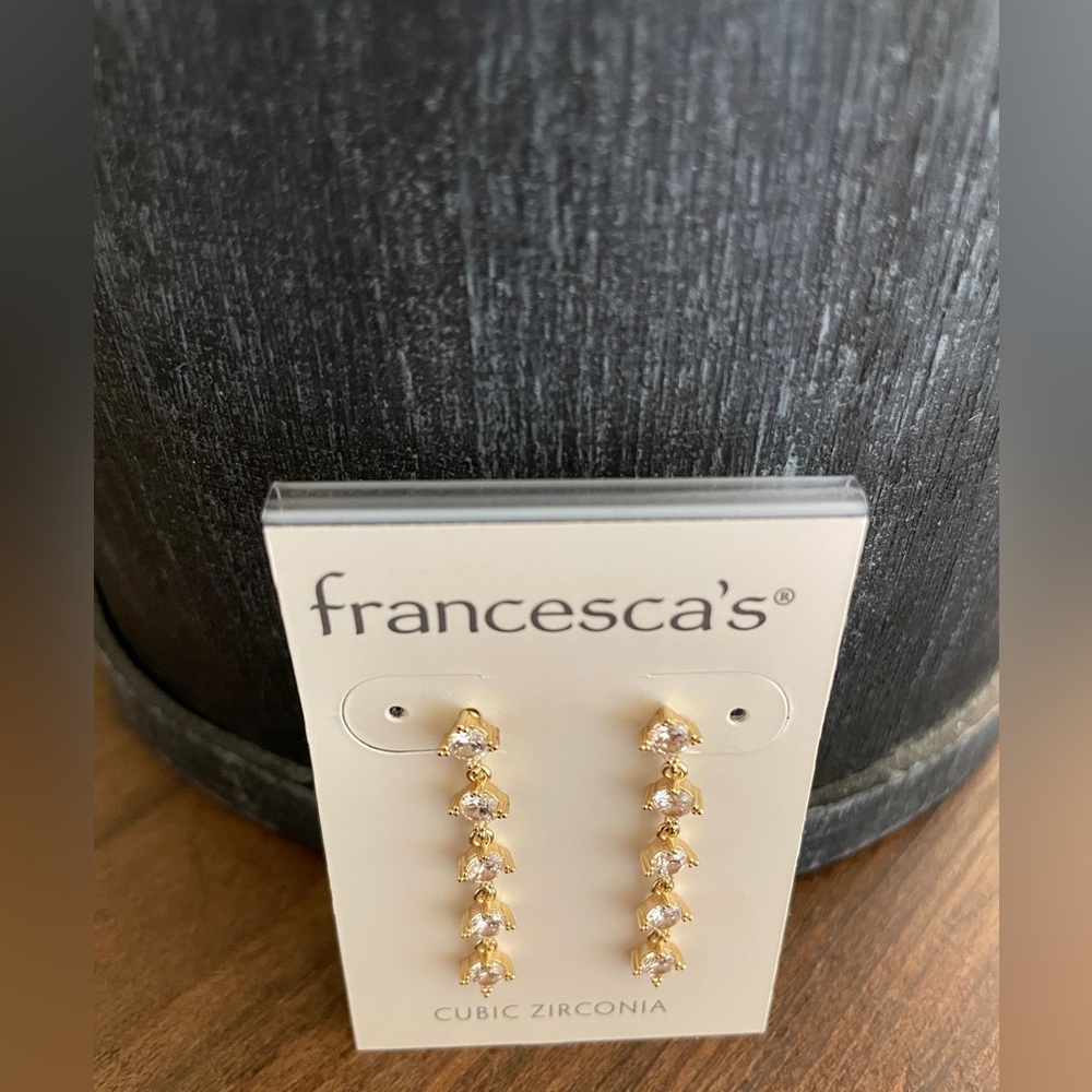 Francesca’s Rita Crystal Linear Drop Earrings